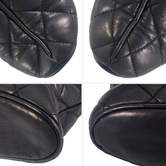 Vintage Chanel Tote Bag - Lambskin Quilted Leather w/ Gold Chain & CC Charm - Picture 13 of 15